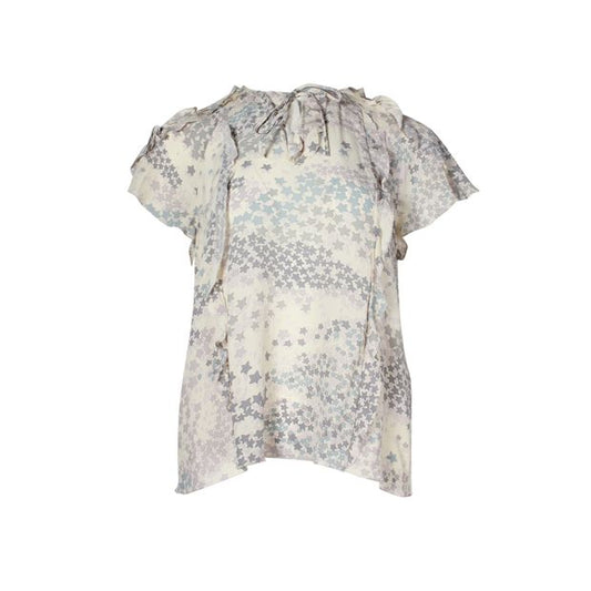 RED VALENTINO Beige Silk Top with Stars Print