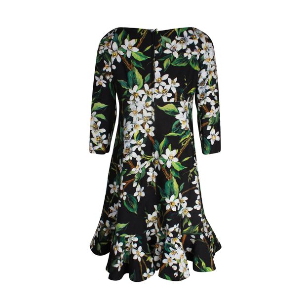 Dolce & Gabbana Midi Dress in Floral Print Cotton