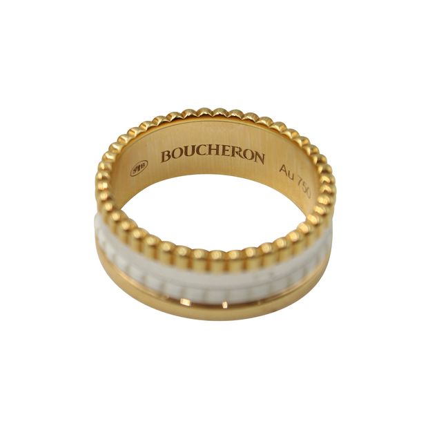 Boucheron Quatre White Edition Ceramic Ring With Yellow Gold