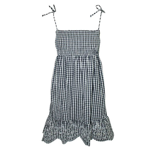 TORY BURCH Checked Dress with Embroidery