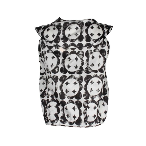 Yves Saint Laurent Printed Crop Top in White Cotton