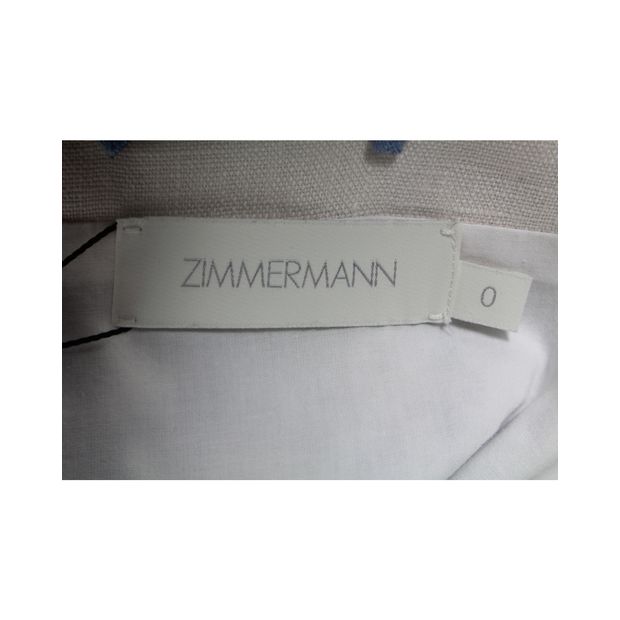 Zimmermann Aliane Scalloped Floral-Print Peplum Top in White Linen