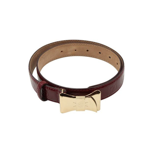 Gucci Bow Buckle Belt 95 cm in Red Patent Leather