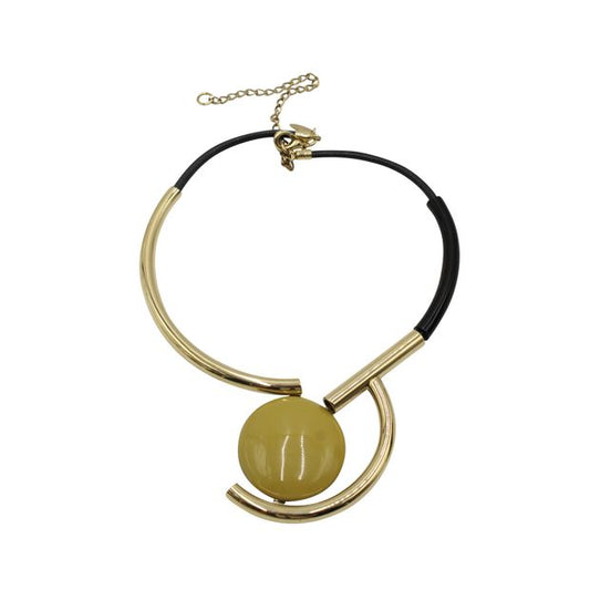 Marni Gold, Mustard & Black Necklace With Resin Orb