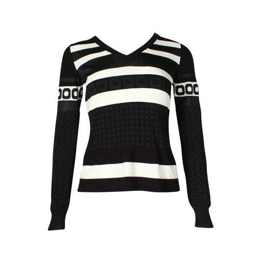 MOSCHINO Black and White Striped Blouse