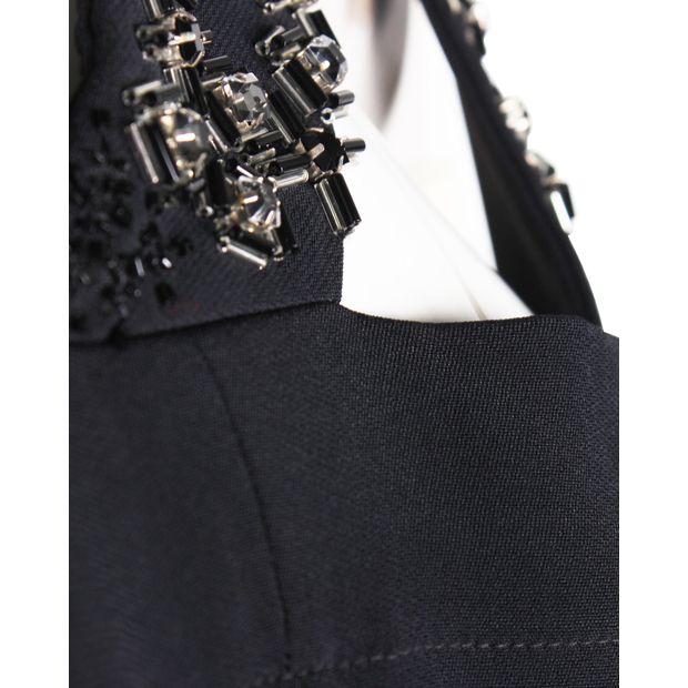 ROLAND MOURET Black Top With Sequins On Shoulder