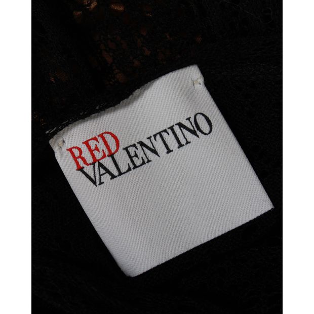 Red Valentino Knit Mini Dress in Black Cotton