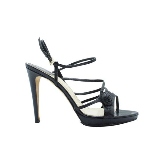 Dior Black Sandals With Leather Roses