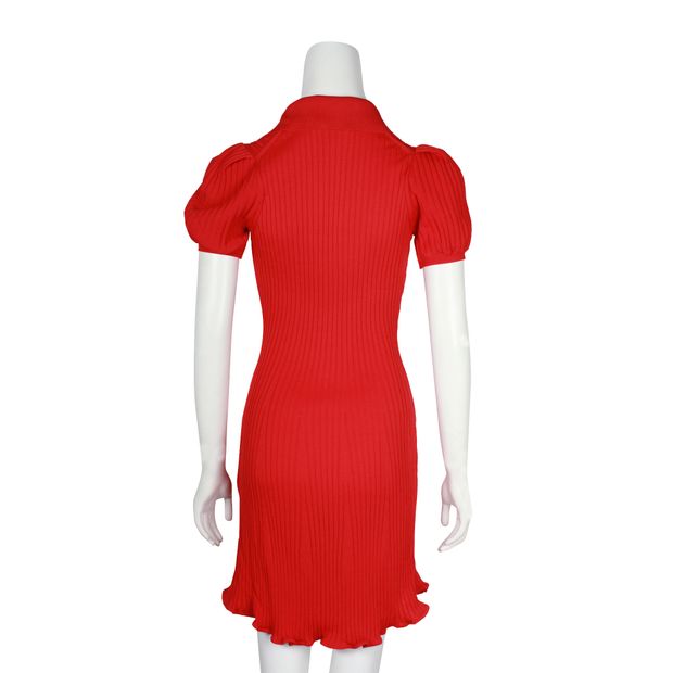 Red Ribbed Mini Dress