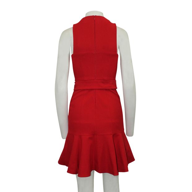 CINQ Ã€ SEPT Red Elegant Dress with Belt
