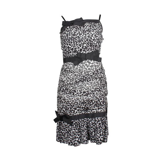 Moschino Black And White Leopard Print Strapless Dress