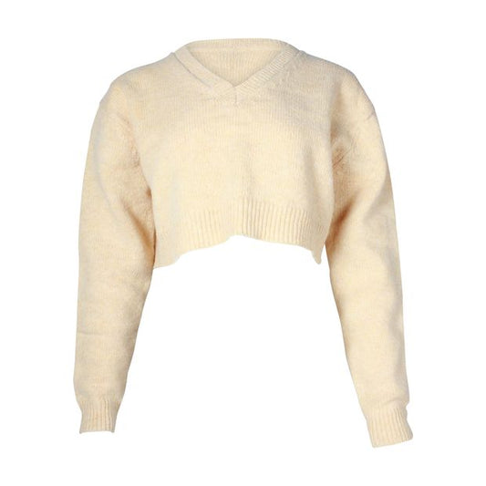 Acne Studios Cropped V-Neck Sweater in Pastel Yellow Wool