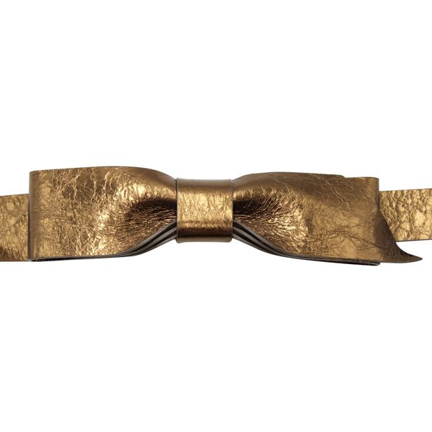 Chloe Bow Detail Buckled Belt in Bronze Leather