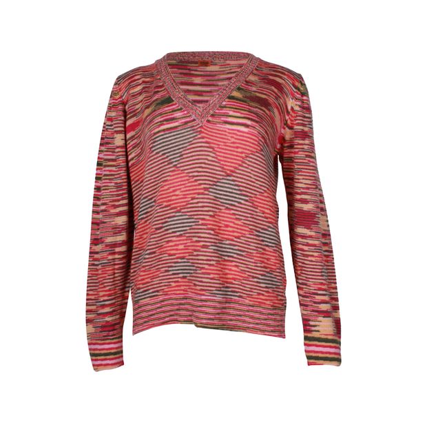 Missoni V-Neck Sweater in Pink Cashmere