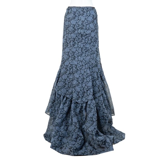 Erdem Blue Floral Jacquard Maxi Skirt