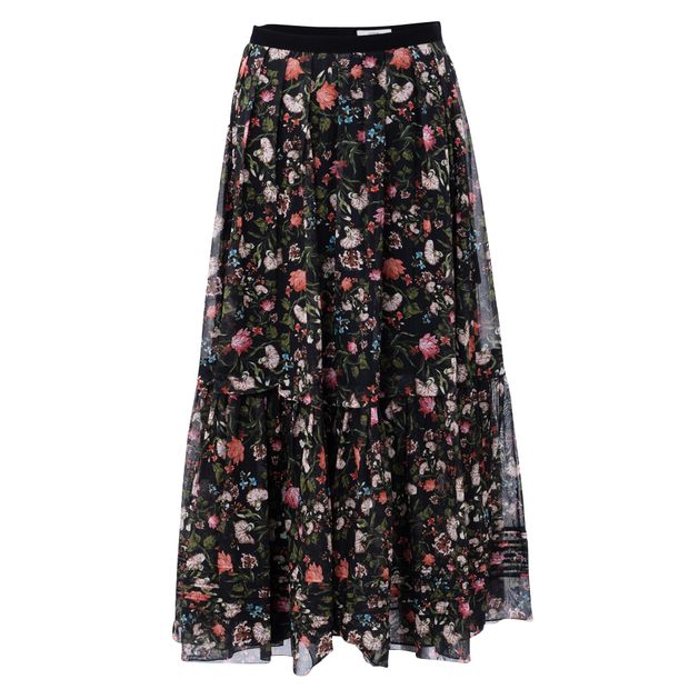 ERDEM Floral Print Maxi Flared Skirt