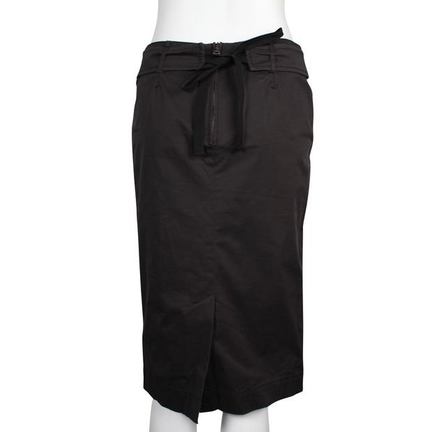 Prada Black Pencil Skirt With Detachable Belt