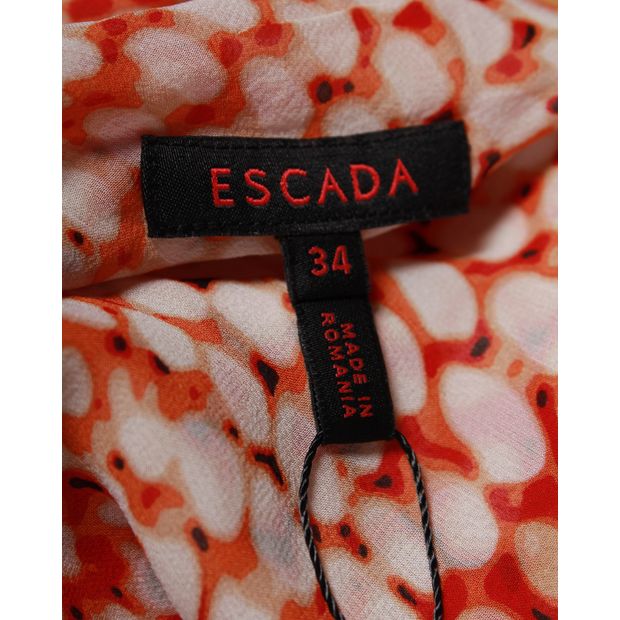 Escada Multicoloured Silk Top With Bow Shoulders