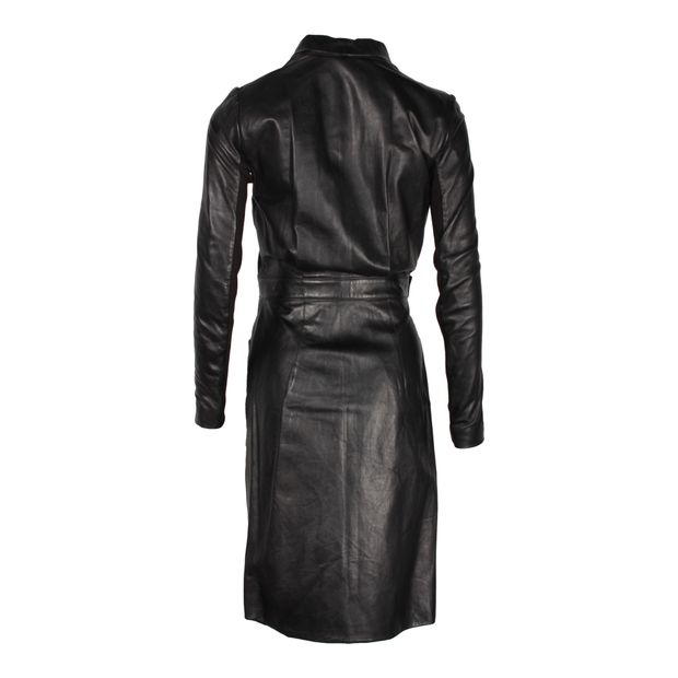 Rick Owens Belted Coat in Black Leather