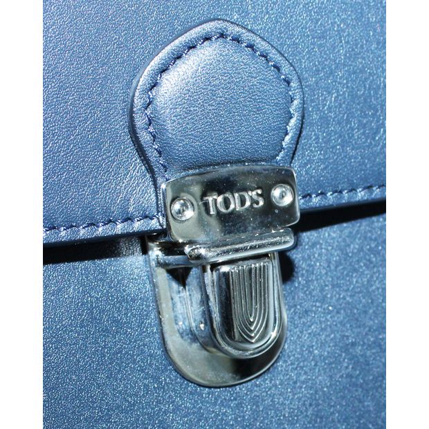 Tod'S Navy Blue Leather Messenger Bag