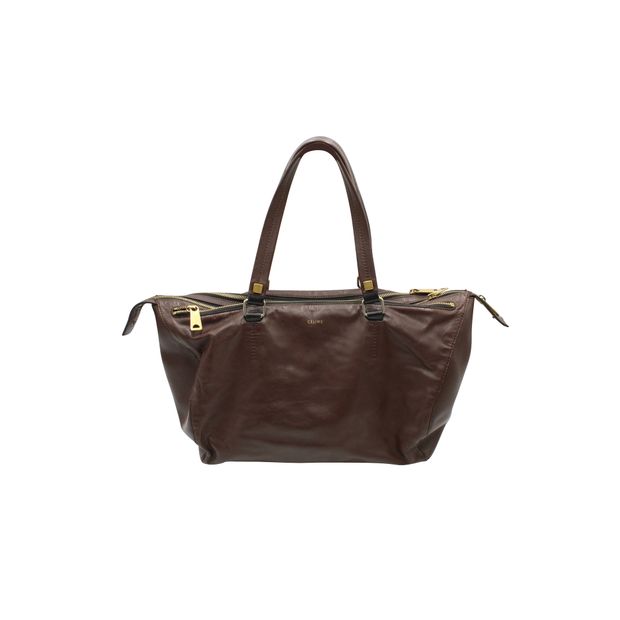 Celine Dark Brown Triple Zip Satchel StyleTribute