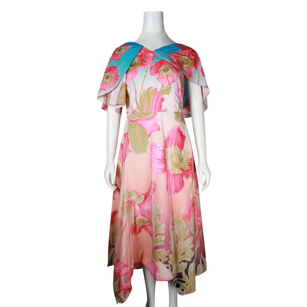 Peter Pilotto Pink Floral Asymmetric Sky Poppy Dress