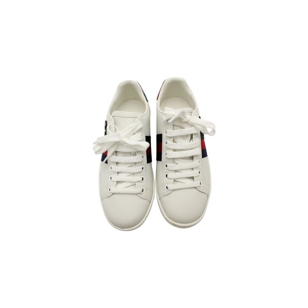 Gucci Ace Embroidered Sneaker In White Leather