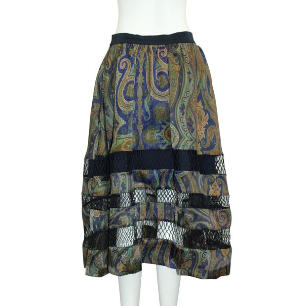 Zimmermann Blue Paisley Silk Maxi Skirt