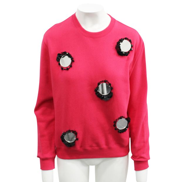 MSGM Pink Mirror Glitters Long Sleeve Top