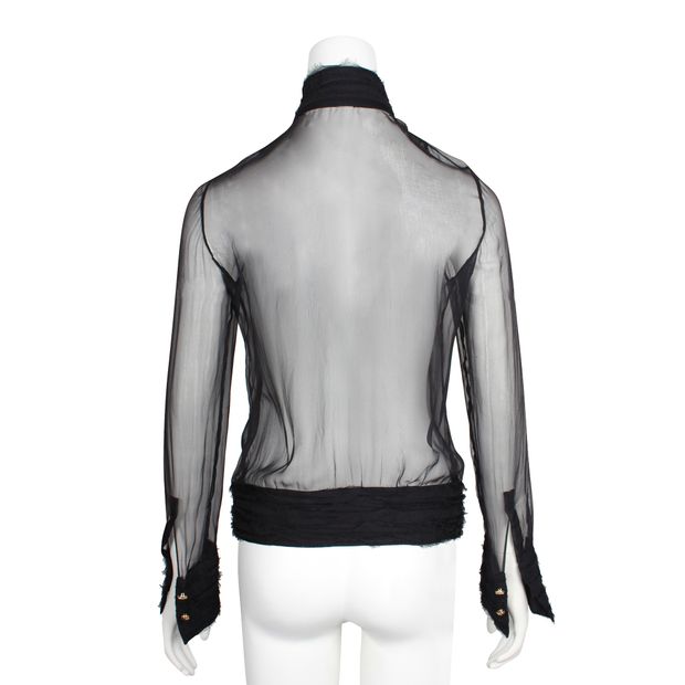 Versace Black Transparent Shirt With Raw Hem