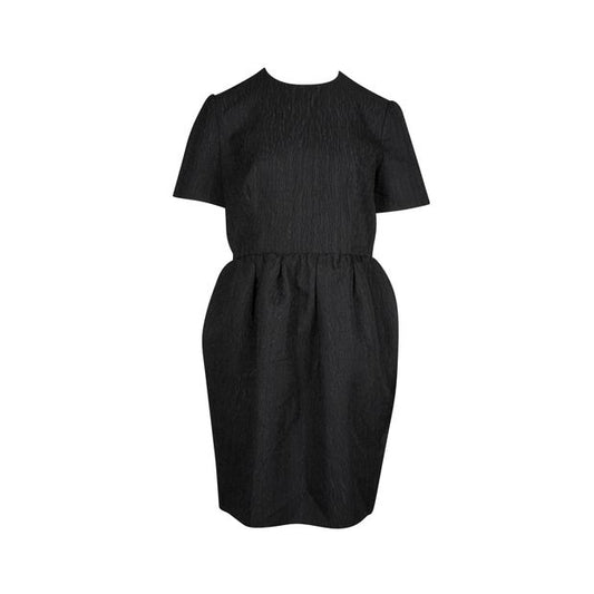 Balenciaga Black Textured Dress With A Flared Skirt