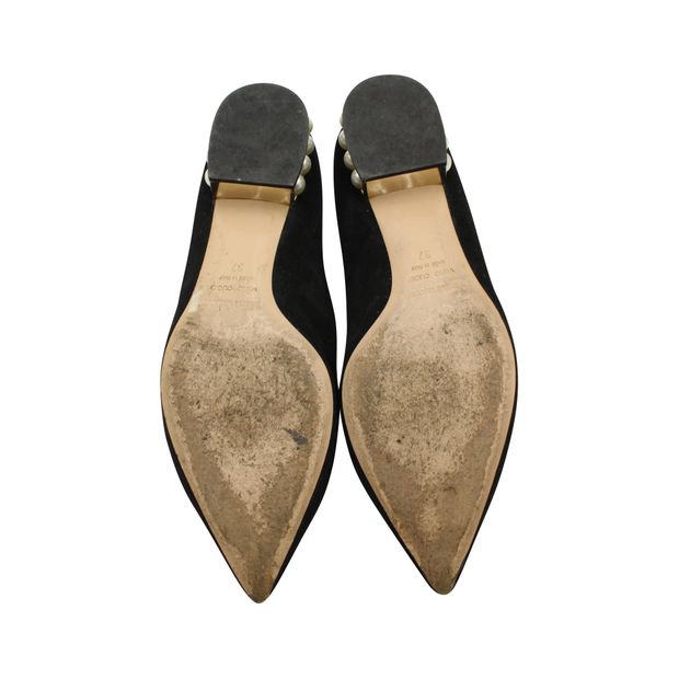 Nicholas Kirkwood Black Pointed Shoes With Faux Pearls Heels