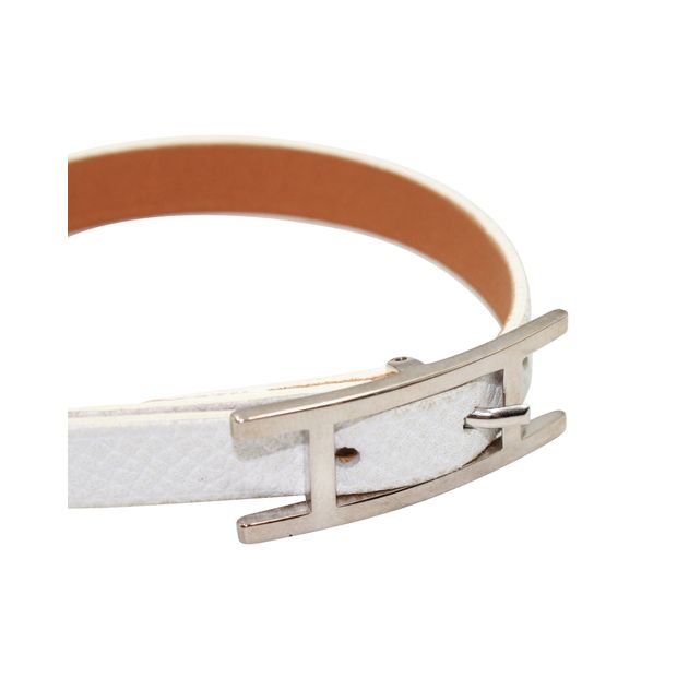HERMÈS White Behapi Bracelet In Epsom Leather