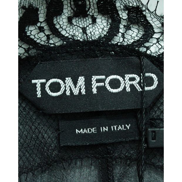 Tom Ford Semi-Transparent Black Silk Top With Velvet Bow