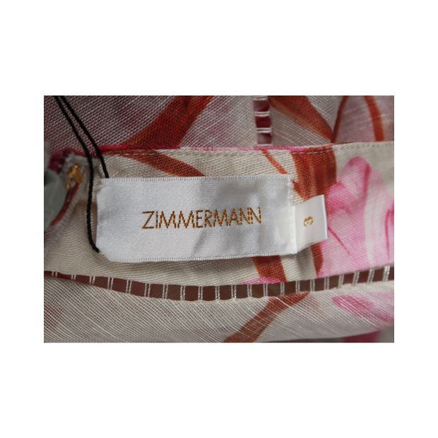 Zimmermann Asymmetric Cut-Out Midi Dress in Floral Print Linen