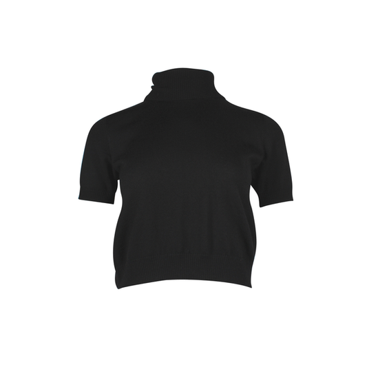 N.21 Black Wool Short Sleeved Polo Neck Sweater