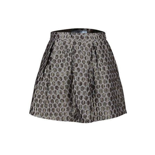 Prada Brocade Flared Skirt in Grey Polyester