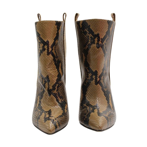 Snake Embossed Print, Brown, Black & Gold Ankle Boots