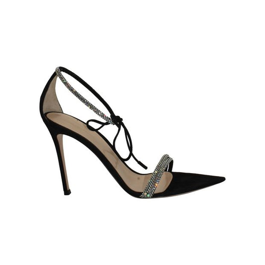 Gianvito Rossi Montecarlo 105 Crystal Embellished Sandals in Black Suede
