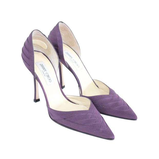 JIMMY CHOO Pointed Satin Cut Out Pumps