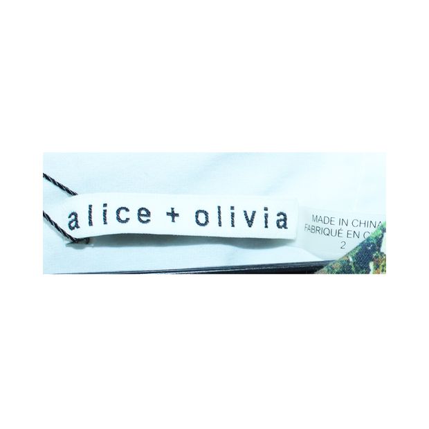 ALICE + OLIVIA Green Printed A Line Dress