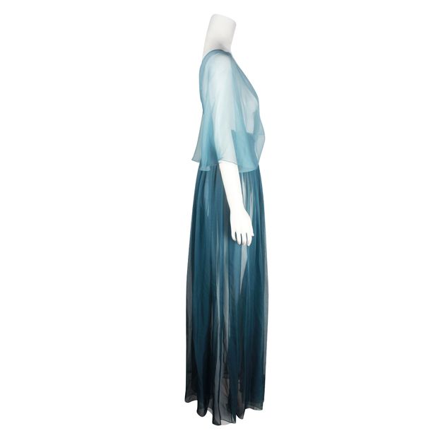Dior Blue Floaty Two-Tone Silk Long Dress Spring - 2021 Ready To Wear