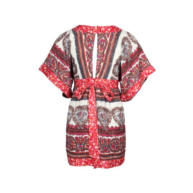 Anna Sui Printed Kimono Mini Dress in Multicolor Silk