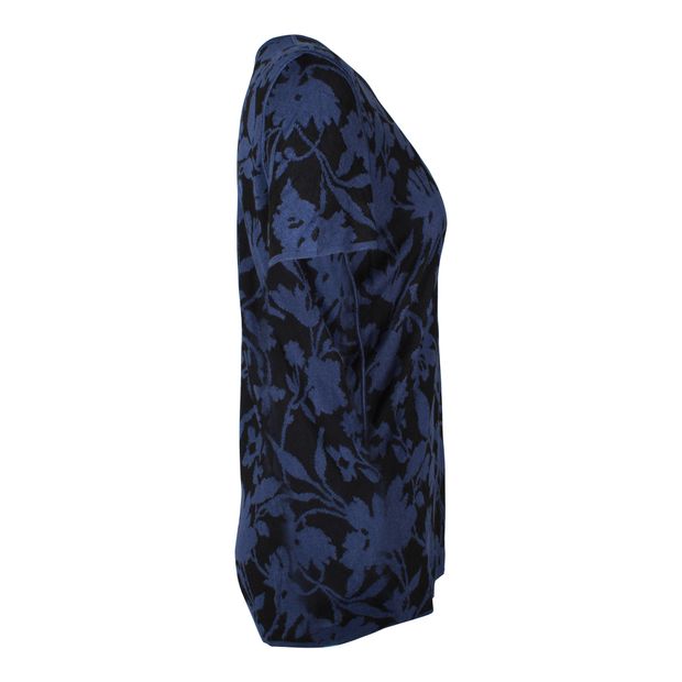 Armani Floral T-Shirt in Navy Viscose