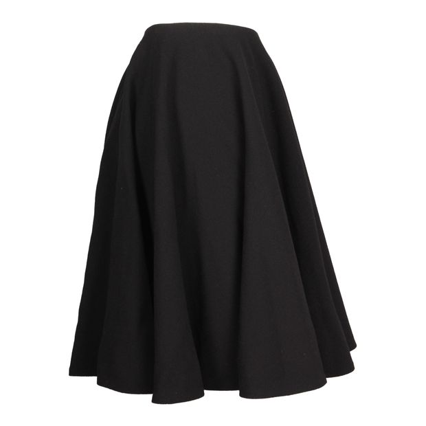 Alexander McQueen Flared Midi Skirt in Black Wool