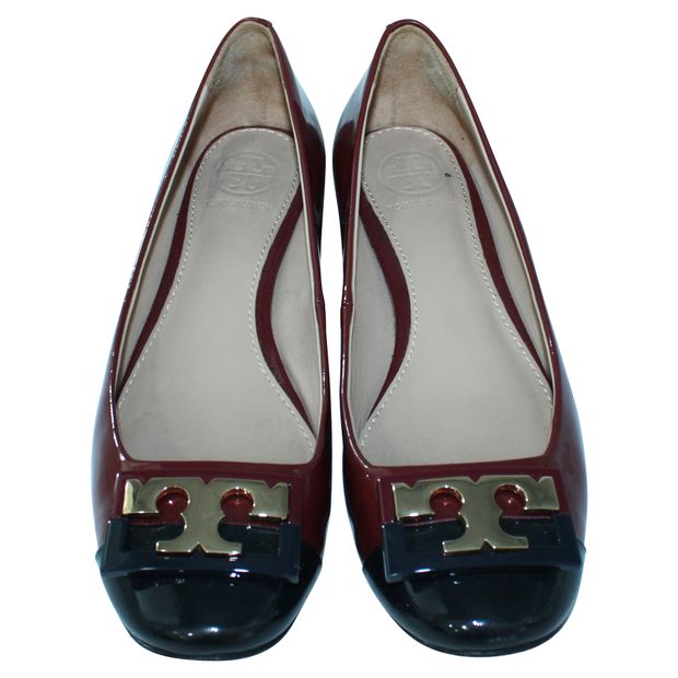 TORY BURCH Dark Red Patent Leather Low Heels