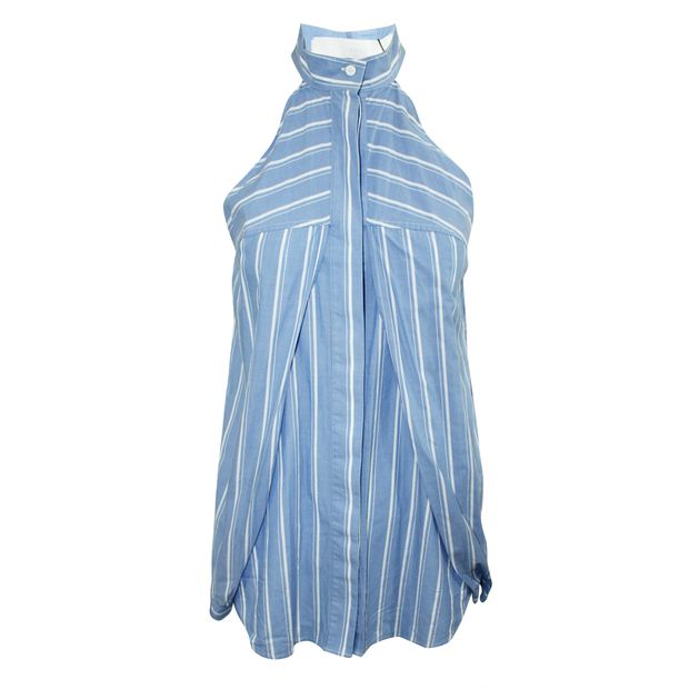DION LEE Blue Striped Deconstructed Shirt