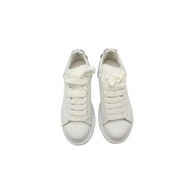 Alexander McQueen Larry Embellished Sneakers in White Leather