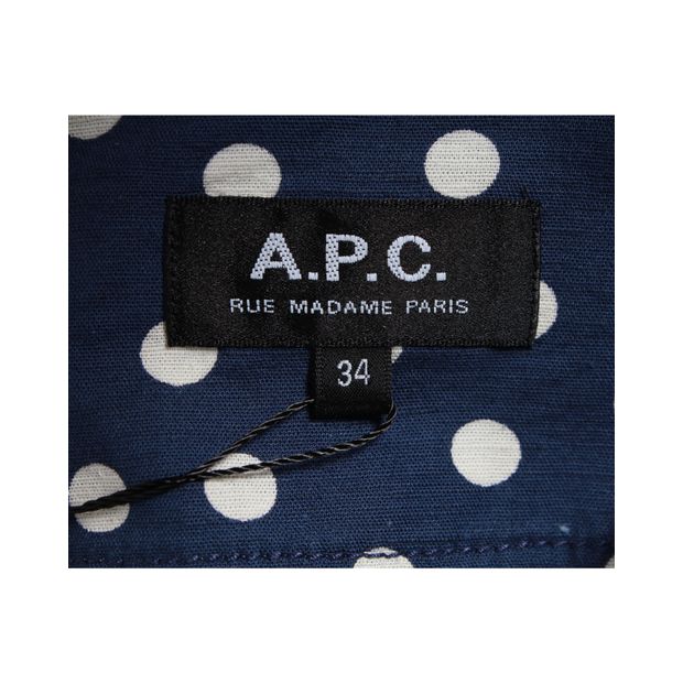 A.P.C. Polka Dot Midi Skirt in Blue Cotton
