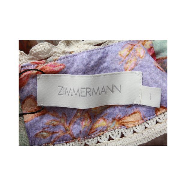 Zimmermann Cira Lantern Puff-sleeve Floral Mini Dress in Multicolor Linen